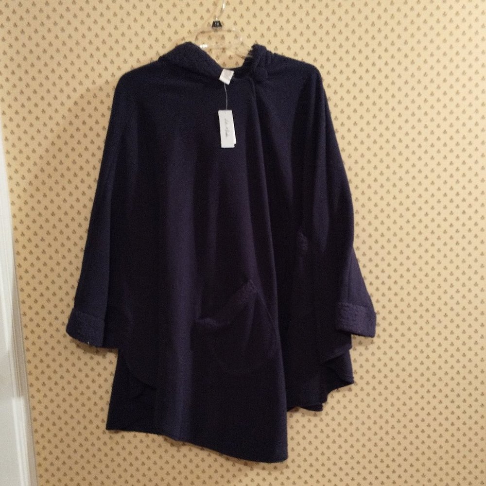 Navy Blue Women's Sherpa Trim Wrap Cape - OS  NWT